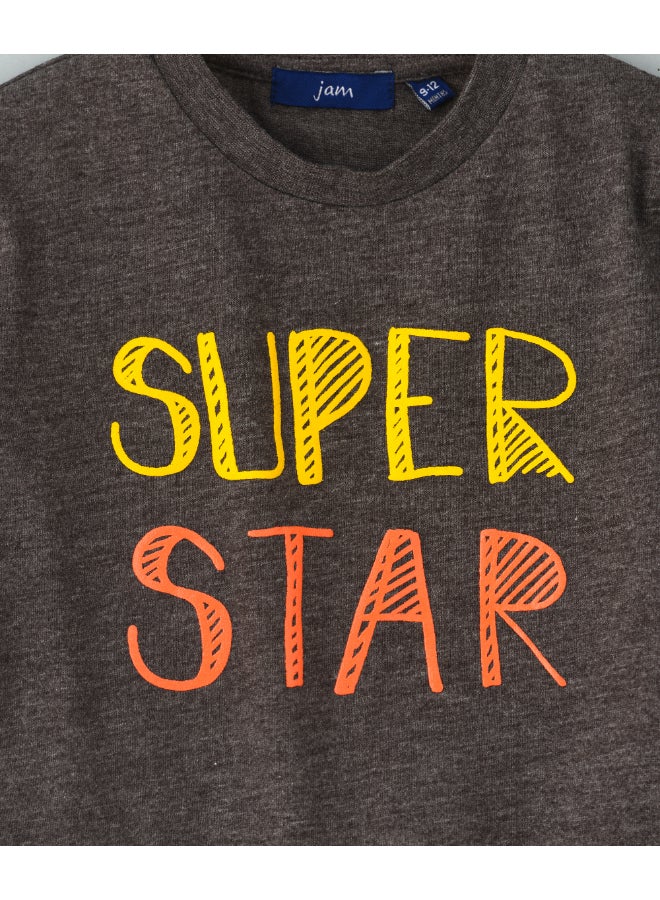 JAM Printed Crew Neck Sweatshirt Dark Grey Melange - Image 3