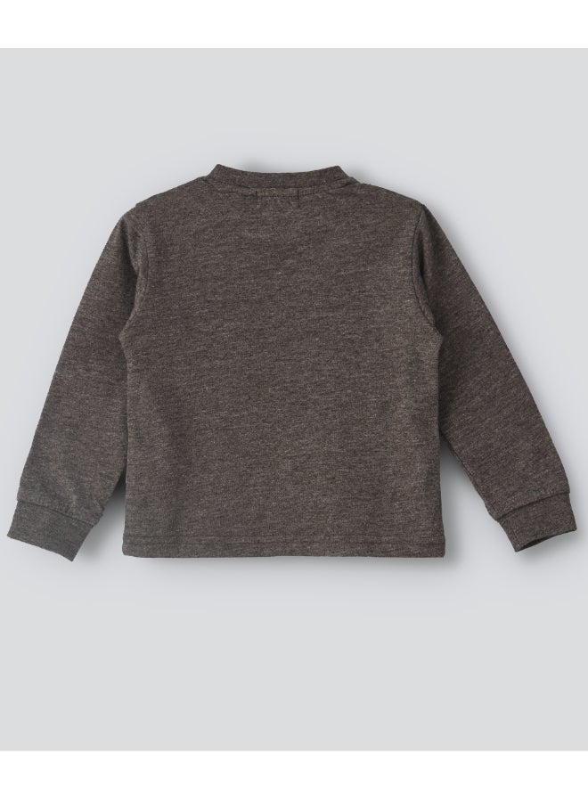 JAM Printed Crew Neck Sweatshirt Dark Grey Melange - Image 2