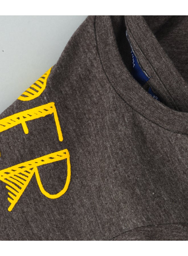 JAM Printed Crew Neck Sweatshirt Dark Grey Melange - Image 4