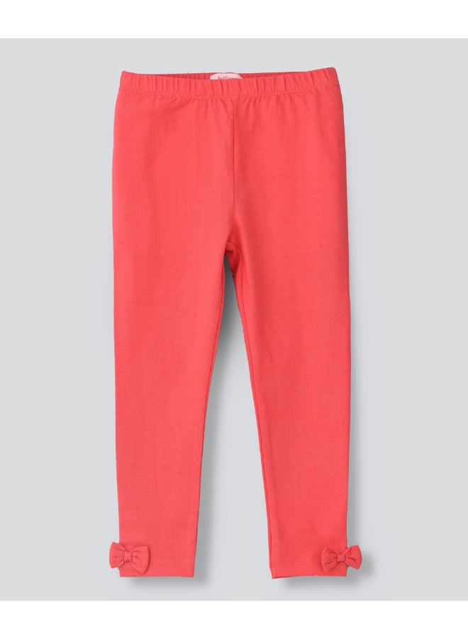 Jelliene Elasticated Bow Detailed Leggings Coral - Image 1