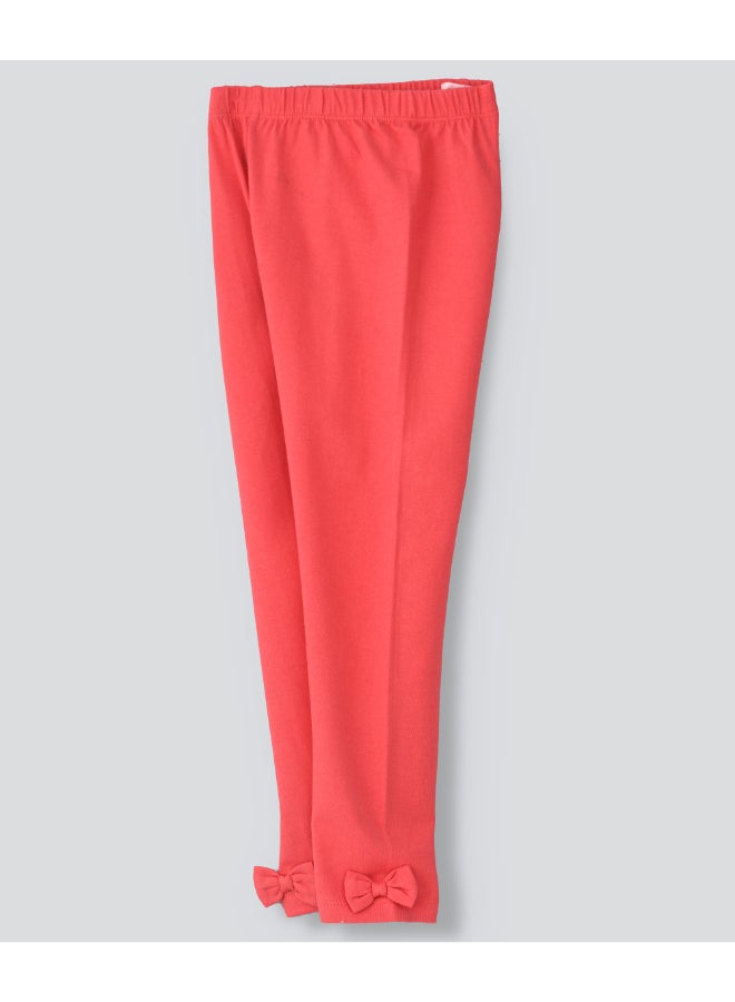 Jelliene Elasticated Bow Detailed Leggings Coral - Image 3