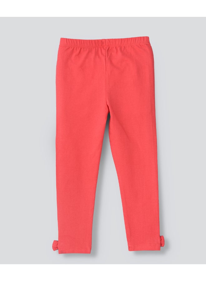 Jelliene Elasticated Bow Detailed Leggings Coral - Image 2