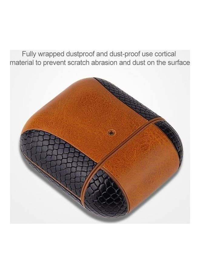 BGM Colour-matching Flip-over Leather Earphones Shockproof Protective Case for Apple AirPods 1/2 Brown - Image 5