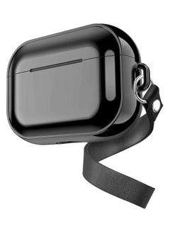 BGM Electroplating TPU Earphone Protective Case with Lanyard For AirPods Pro Black  - Image 2