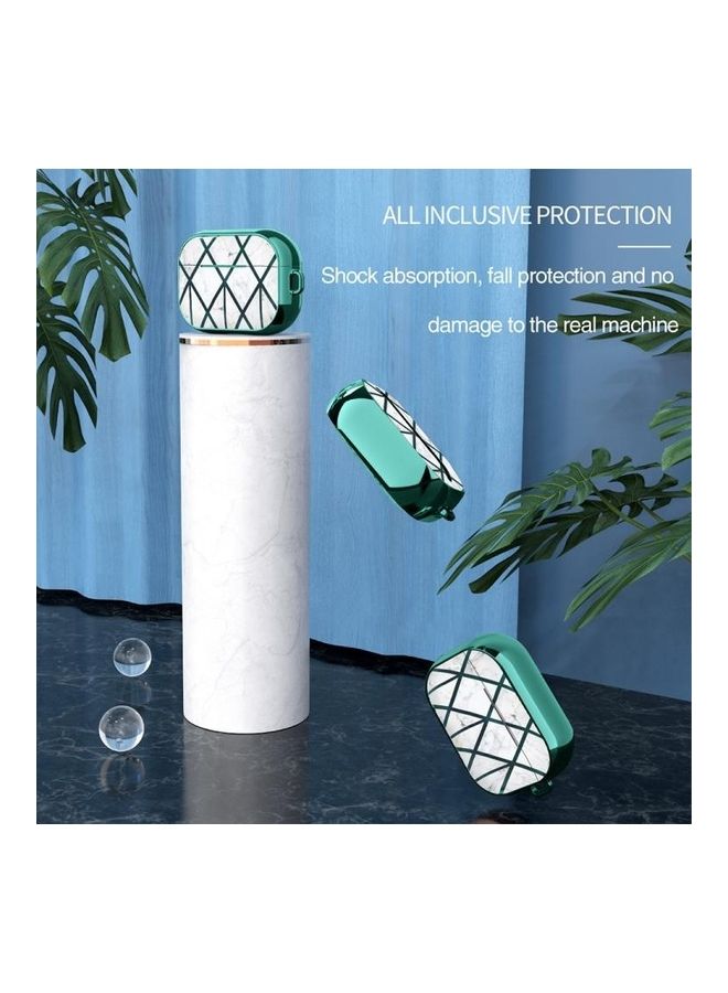 BGM Electroplated Printed TPU Earphone Protective Case with Lanyard For AirPods Pro Green/White - Image 5