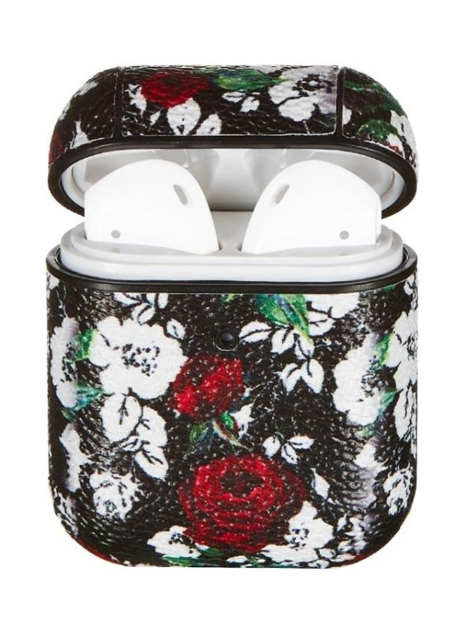 بي جي إم غطاء حماية واق من مادة البولي يوريثان حراري بنمط زهرة الدم مع مشبك لسماعات أبل آيربودز 1/2 أسود - Image 1