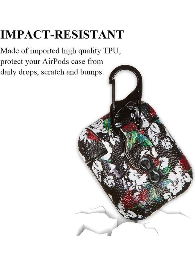 بي جي إم غطاء حماية واق من مادة البولي يوريثان حراري بنمط زهرة الدم مع مشبك لسماعات أبل آيربودز 1/2 أسود - Image 3