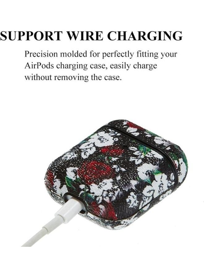 بي جي إم غطاء حماية واق من مادة البولي يوريثان حراري بنمط زهرة الدم مع مشبك لسماعات أبل آيربودز 1/2 أسود - Image 5