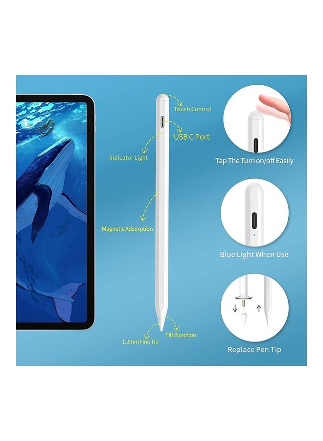 ACHAS Stylus Pen With 2 Replacement Nibs White  - Image 3