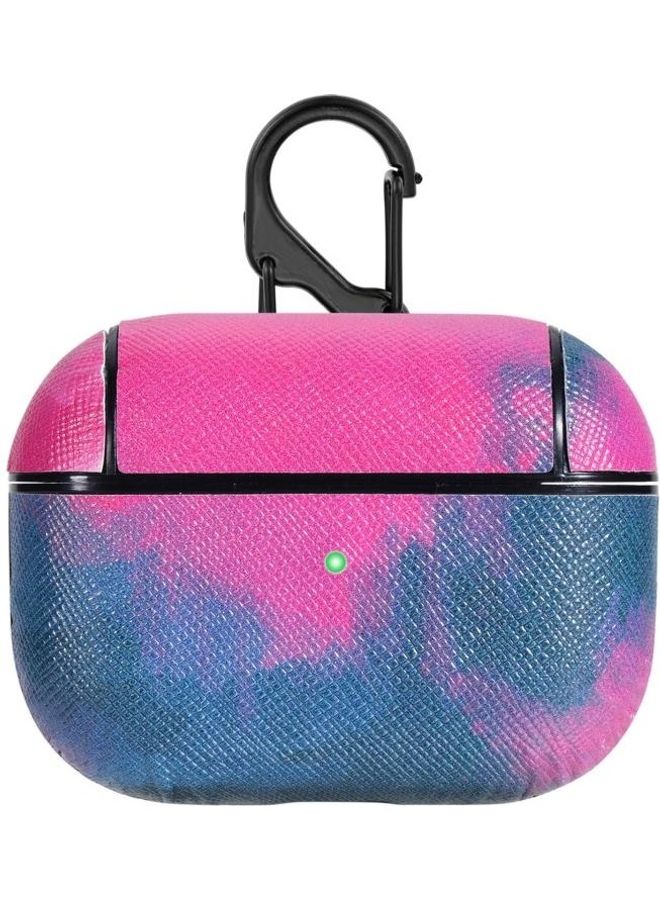 بي جي إم غطاء حماية واق بنمط ألوان مائية لسماعات الأذن مع مشبك لسماعات أبل آيربودز برو وردي/ أزرق - Image 1