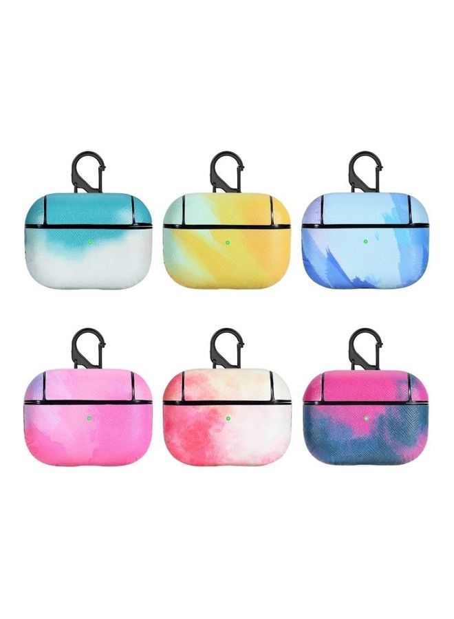 بي جي إم غطاء حماية واق بنمط ألوان مائية لسماعات الأذن مع مشبك لسماعات أبل آيربودز برو وردي/ أزرق - Image 2