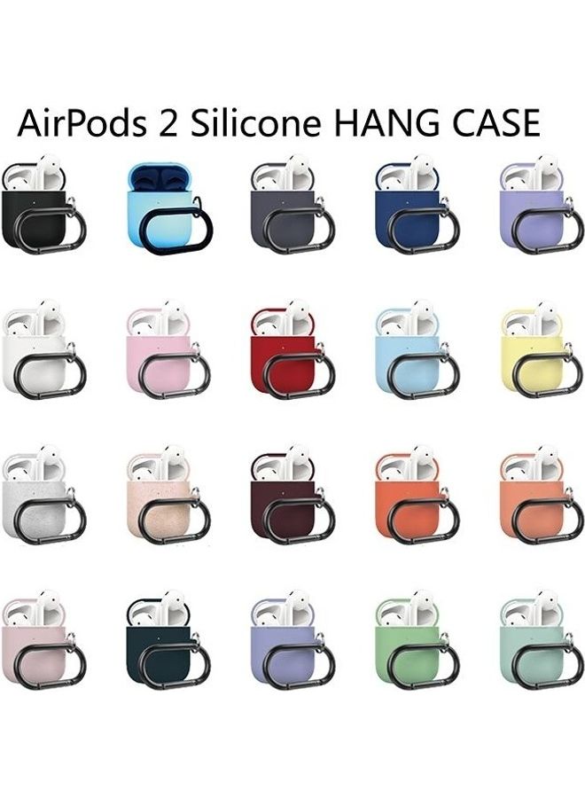 BGM Anti-Fall Silicone Charging Box Protective Case with Carabiner For Apple AirPods 2 Orange/Black  - Image 5