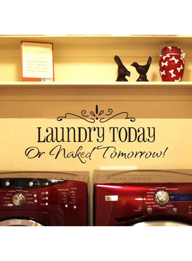 Laundry Today Letter Themed Removable Self-Ahesive Wall Sticker Black - Image 2