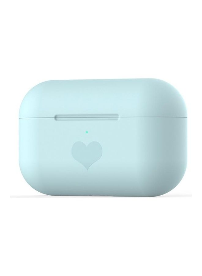 BGM Love-heart Pattern Silicone Earphone Protective Case For AirPods Pro Blue