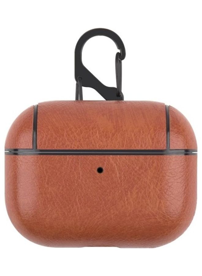 BGM Wireless Earphone Protective Leather Case For Apple AirPods Pro with Hook Brown - Image 1