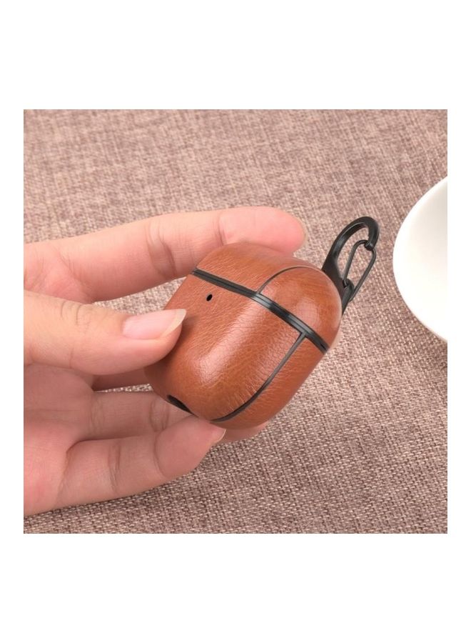 BGM Wireless Earphone Protective Leather Case For Apple AirPods Pro with Hook Brown - Image 2