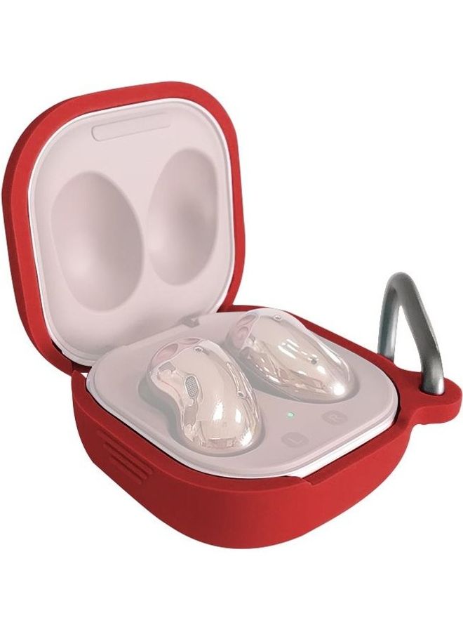 BGM Bluetooth Earphone Silicone Protective Case with Hook For Samsung Galaxy Buds Live / Pro Red - Image 1
