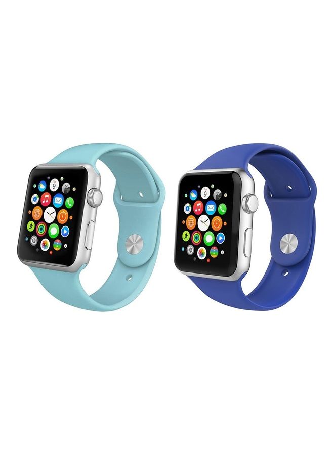 MARGOUN 2-Pack Replacement Silicone Band For Apple Watch Light Blue/Dark Blue