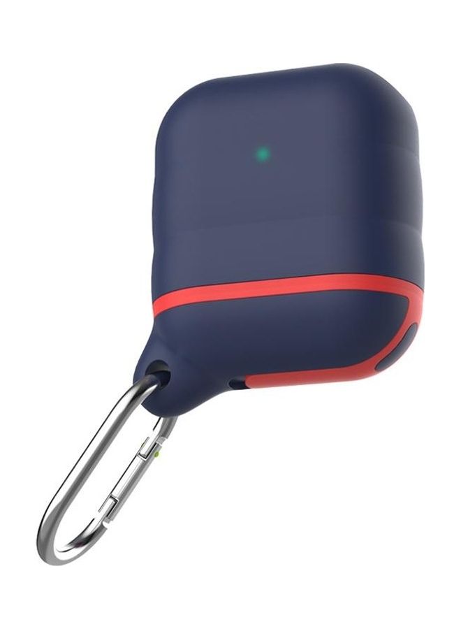 BGM Wireless Earphone Waterproof Silicone Protective Case with Hook For Apple AirPods 1/2 Generation Blue/Red - Image 1