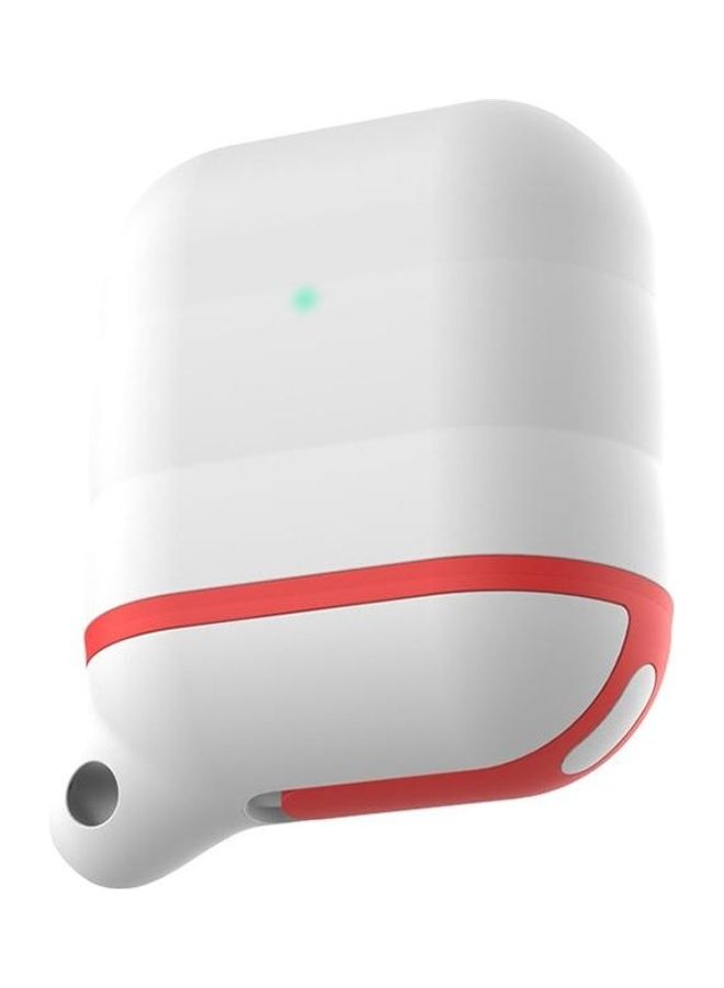 بي جي إم غطاء حماية واق للسماعات اللاسلكية مضاد للماء من السيليكون لسماعة أبل آيربودز الجيل 1/2 أبيض/أحمر - Image 1