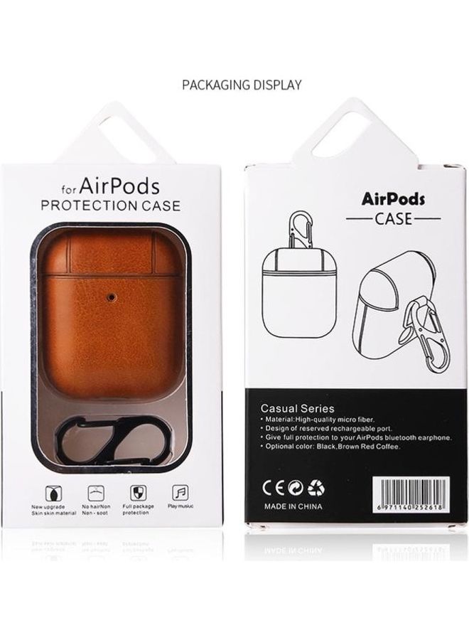 بي جي إم علبة حماية واقية من جلد البولي يوريثان بتصميم ملمس حصان لسماعات أبل آيربودز 1/2 بني - Image 2