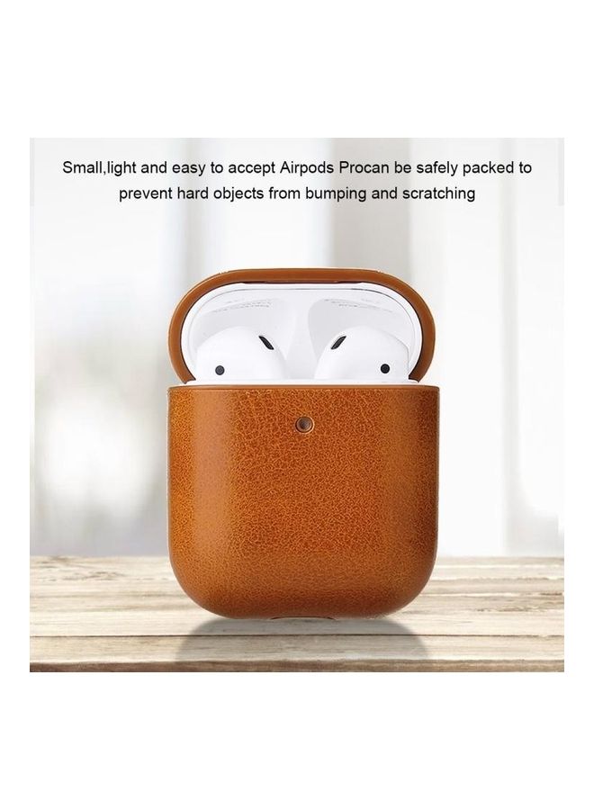 بي جي إم علبة حماية واقية من جلد البولي يوريثان بتصميم ملمس حصان لسماعات أبل آيربودز 1/2 بني - Image 3