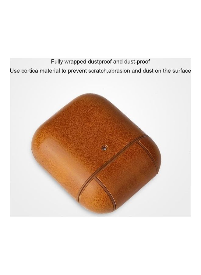 بي جي إم علبة حماية واقية من جلد البولي يوريثان بتصميم ملمس حصان لسماعات أبل آيربودز 1/2 بني - Image 4