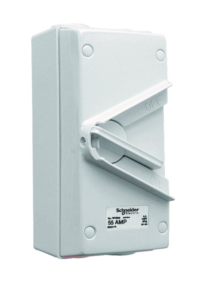 Schneider 55A-250V Surface Mount Single Pole Isolating Switch White 90x82x170mm