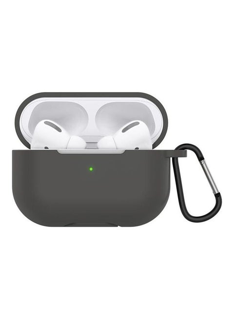 Solid Colour Silicone Earphone Protective Case with Hook for AirPods 3 Dark Grey