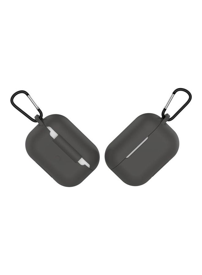 BGM - Solid Colour Silicone Earphone Protective Case with Hook for AirPods 3 Dark Grey - Image 1
