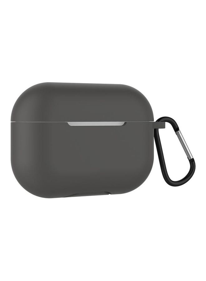 BGM - Solid Colour Silicone Earphone Protective Case with Hook for AirPods 3 Dark Grey - Image 1