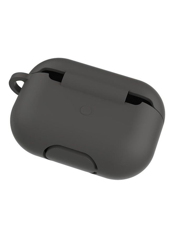 BGM - Solid Colour Silicone Earphone Protective Case with Hook for AirPods 3 Dark Grey - Image 1