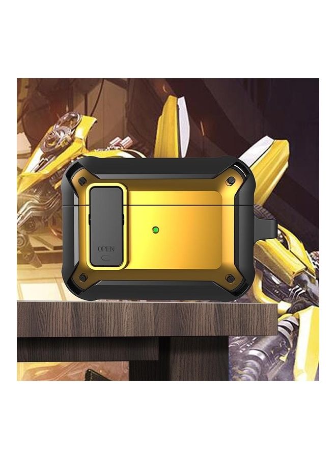 بي جي إم غطاء حماية واق مضاد للصدمات مصنوع من السيليكون بتصميم على شكل نحلة طنانة مزود بمفتاح لسماعات آيربودز برو أسود/أصفر - Image 1