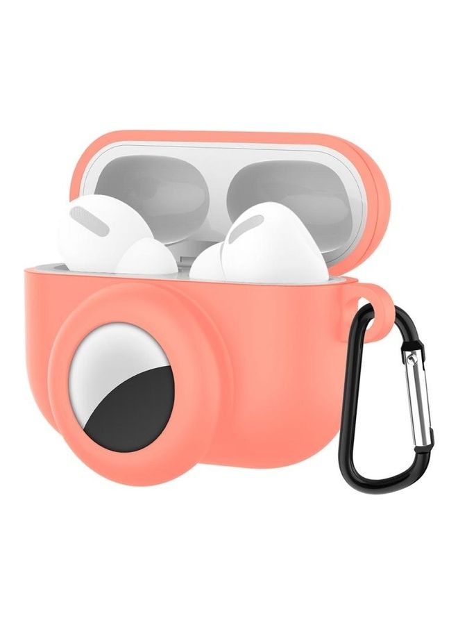 BGM 2 in 1 Anti-shock Silicone Protective Case with Hook and Carabiner for AirPods Pro, AirTags Orange - Image 1