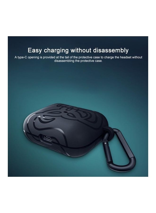 بي جي إم غطاء حماية واقي لسماعة إيربادز مزود بحلقة بقفل زنبركي لسماعات هامر هيد ترو وايرلس برو أسود - Image 4