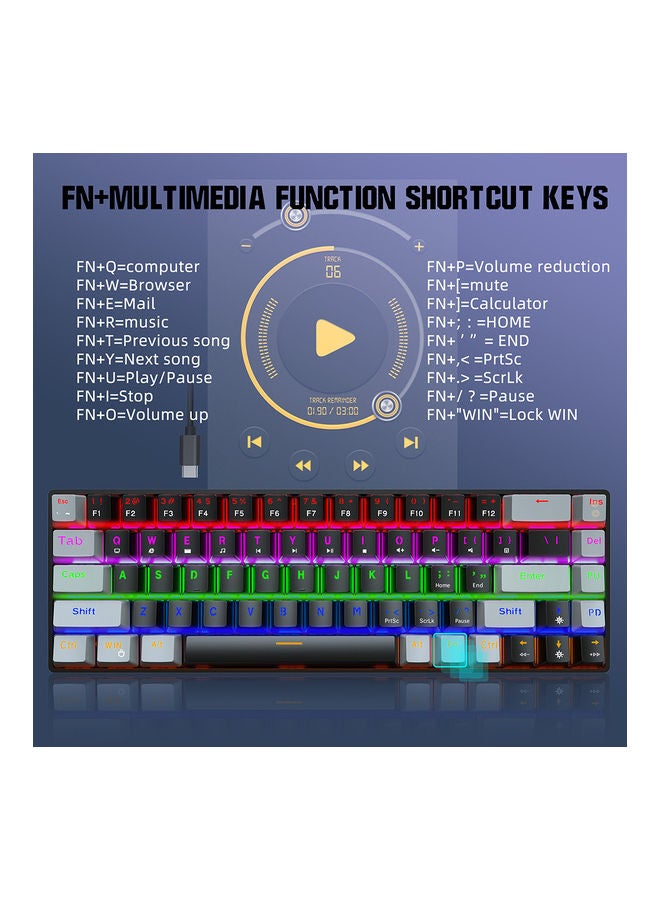 HXSJ - 68-Keys RGB Gaming Wired Keyboard Grey - Image 1