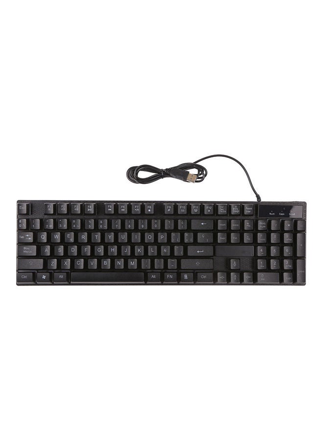 Generic - USB Wired Spanish Keyboard with 104 Keys Black - Image 1