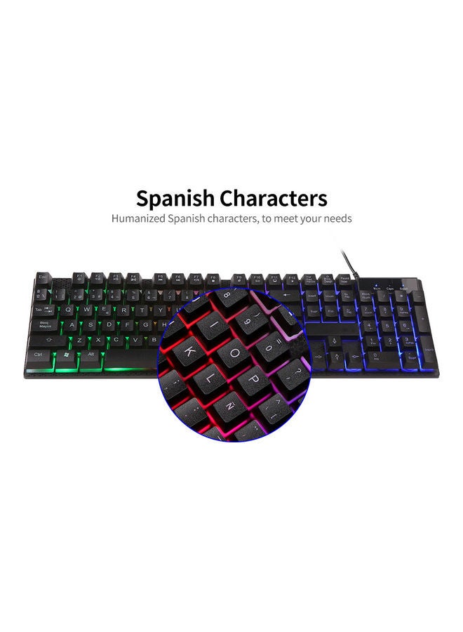 Generic - USB Wired Spanish Keyboard with 104 Keys Black - Image 1