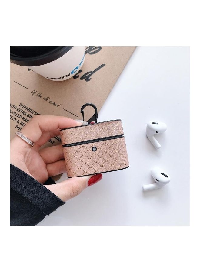 بي جي إم غطاء حماية واق من جلد البولي يوريثان بتصميم على شكل حراشف تنين لسماعات أبل آيربودز برو وردي - Image 1