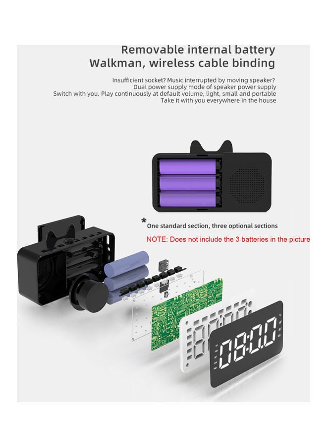 BT Clock Digital Speaker V9703B-V Black - Image 4