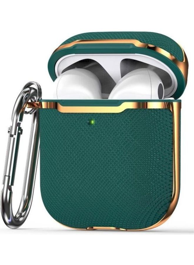 BGM Plated Fabric Bluetooth Earphone Protective Cover For AirPods 1/2 Generation Green/Gold - Image 1