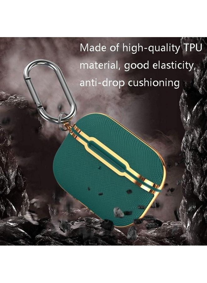 BGM Plated Fabric Bluetooth Earphone Protective Cover For AirPods 1/2 Generation Green/Gold - Image 3