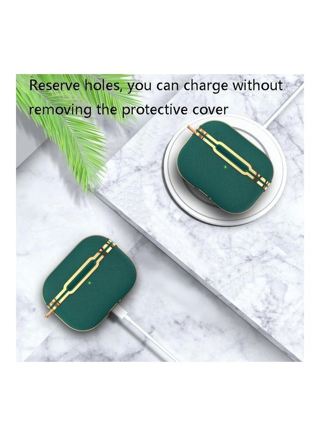BGM Plated Fabric Bluetooth Earphone Protective Cover For AirPods 1/2 Generation Green/Gold - Image 4