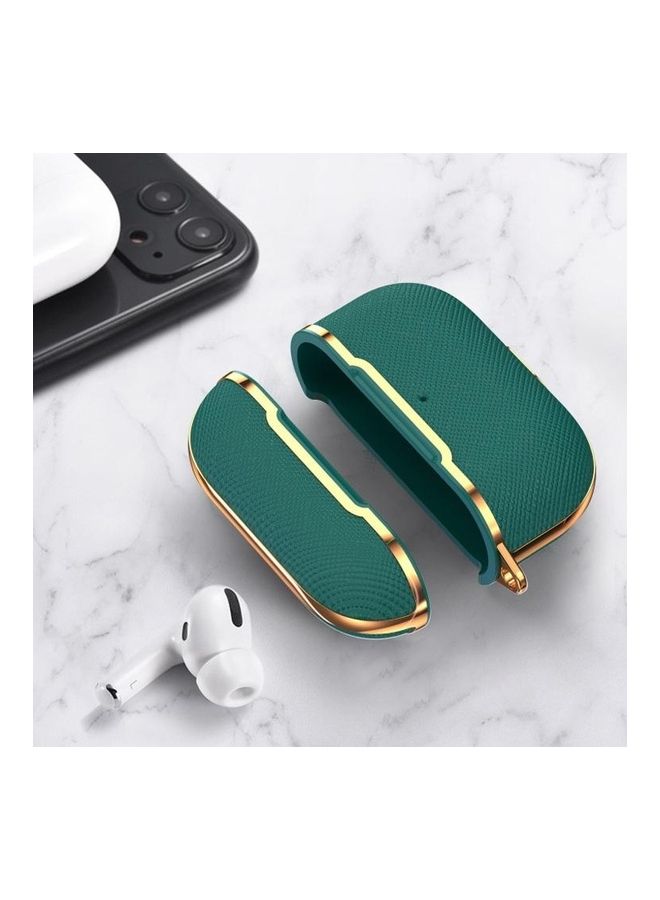 BGM Plated Fabric Bluetooth Earphone Protective Cover For AirPods 1/2 Generation Green/Gold - Image 5