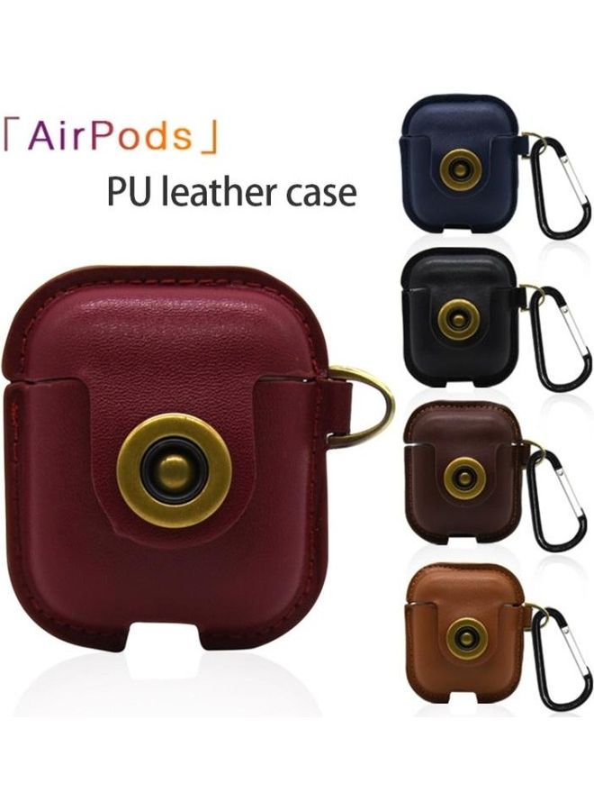 BGM - Bluetooth Earphone PU Leather Case for Apple AirPods Brown - Image 1