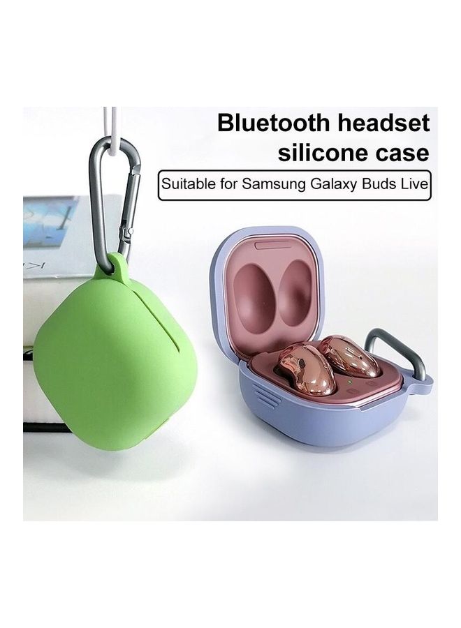 BGM Bluetooth Earphone Silicone Protective Case with Hook For Samsung Galaxy Buds Live/Pro Green - Image 2