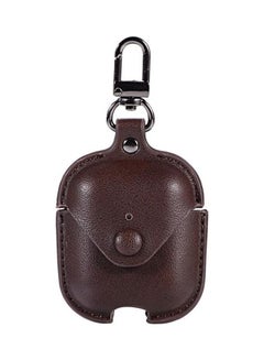 PU Leather Wireless Bluetooth Earphone Protective Case for Apple AirPods 1/2 with Metal Buckle Brown