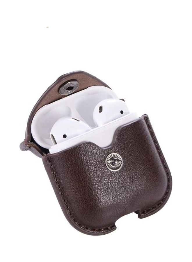 BGM - PU Leather Wireless Bluetooth Earphone Protective Case for Apple AirPods 1/2 with Metal Buckle Brown - Image 1