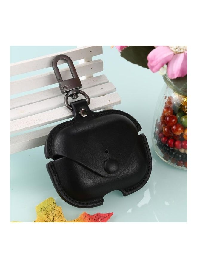 BGM Litchi Texture PU Leather Earphone Protective Case with Hook For AirPods Pro Black - Image 1