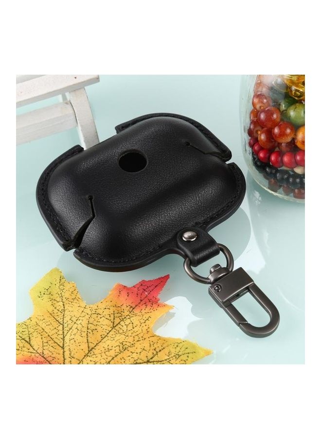 BGM Litchi Texture PU Leather Earphone Protective Case with Hook For AirPods Pro Black - Image 2